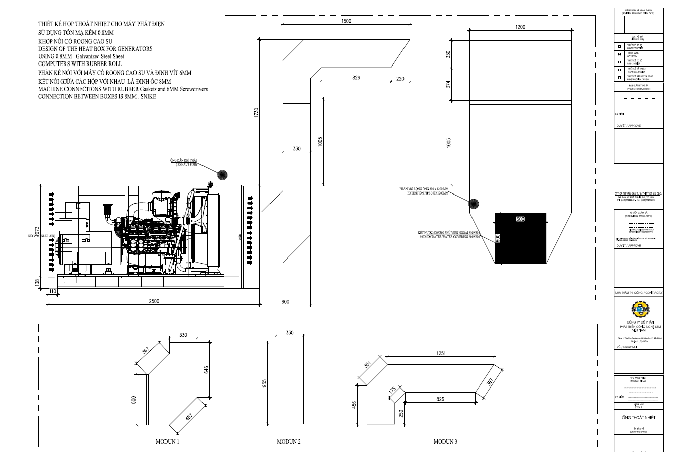 Bảng vẽ hộp thoát nhiệt cho máy phát điện 