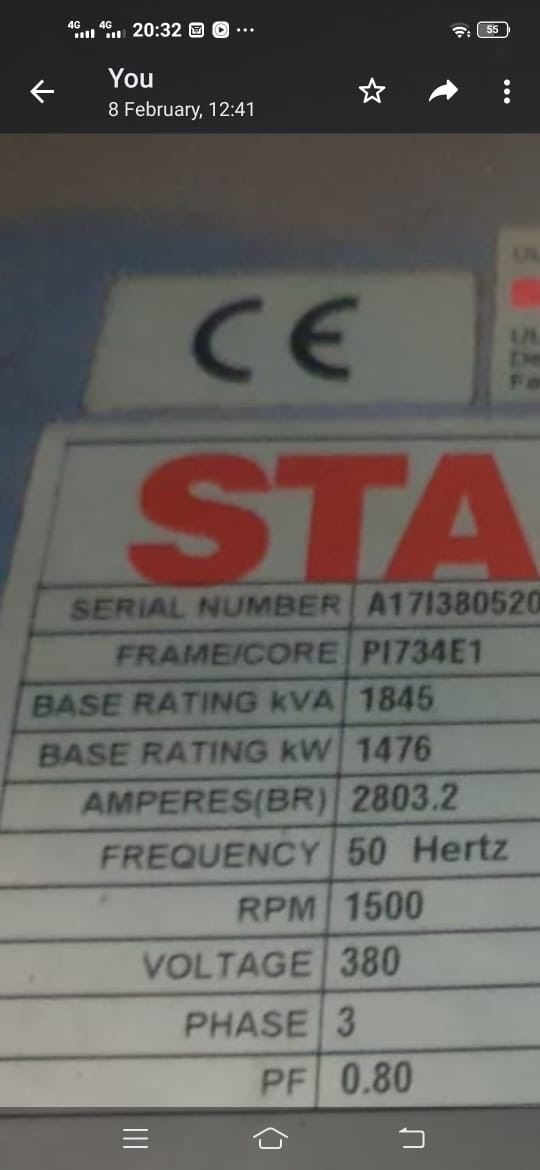 Máy phát điện cũ Mitsubishi 1845 Kva Standby – date 2021 New like